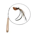 Cat Toy Rod Bird Shape Bunny Shape Steel Wire Cat Teaser Toy With Wooden Rod