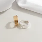 Rings New Style Fashion Punk 18k Gold Plated Sliver Metal Square Watch Strap Chunky Rings