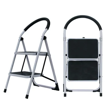 2 step steel folding portable household step ladder with handrail for home