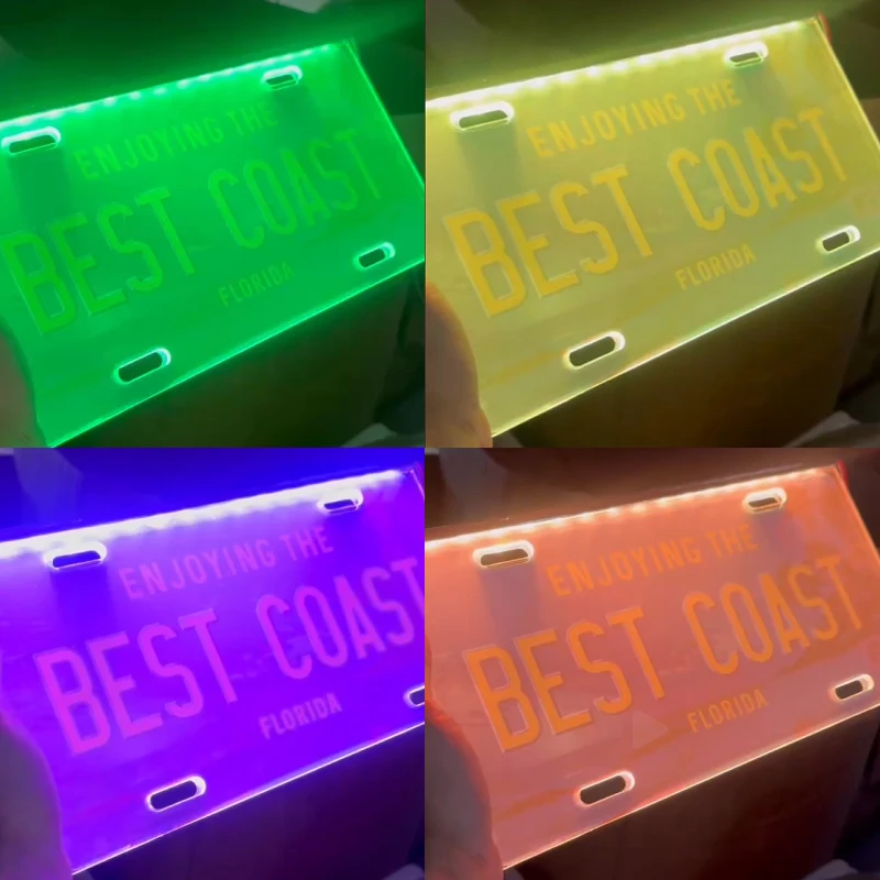 Remote Control Colorful License Plate Frame US Size Dazzling Colorful License Plate Frame Nano License Plate manufacture