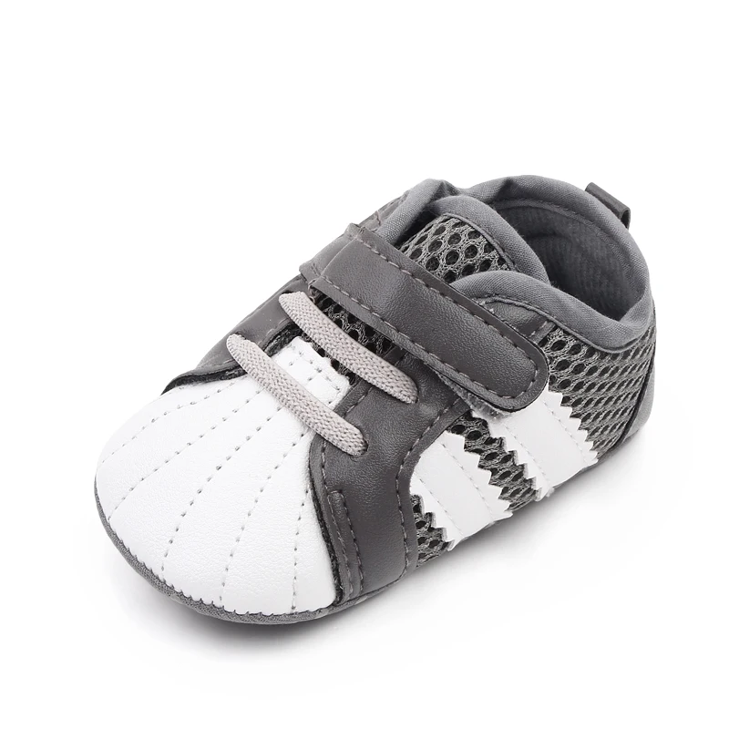 Shell Head Color Mesh Breathable Slashes Baby Soft Soled Toddler Shoes for Girls and Boys supplier