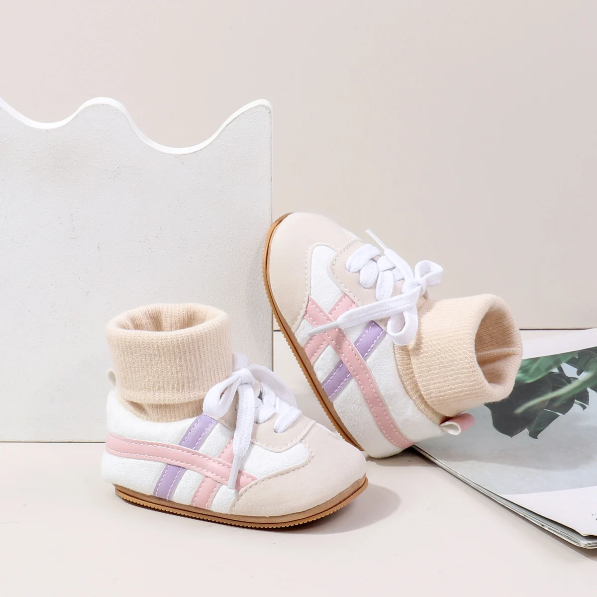 High Quality Autumn Winter Pre-Walking Baby Shoes Soft Sock Anti-Slip TPR Sole Light Flat Ankle-Covered Design Toddlers manufacture