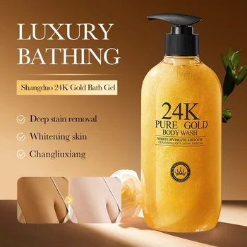24K gold body wash deeply cleans and nourishes the skin