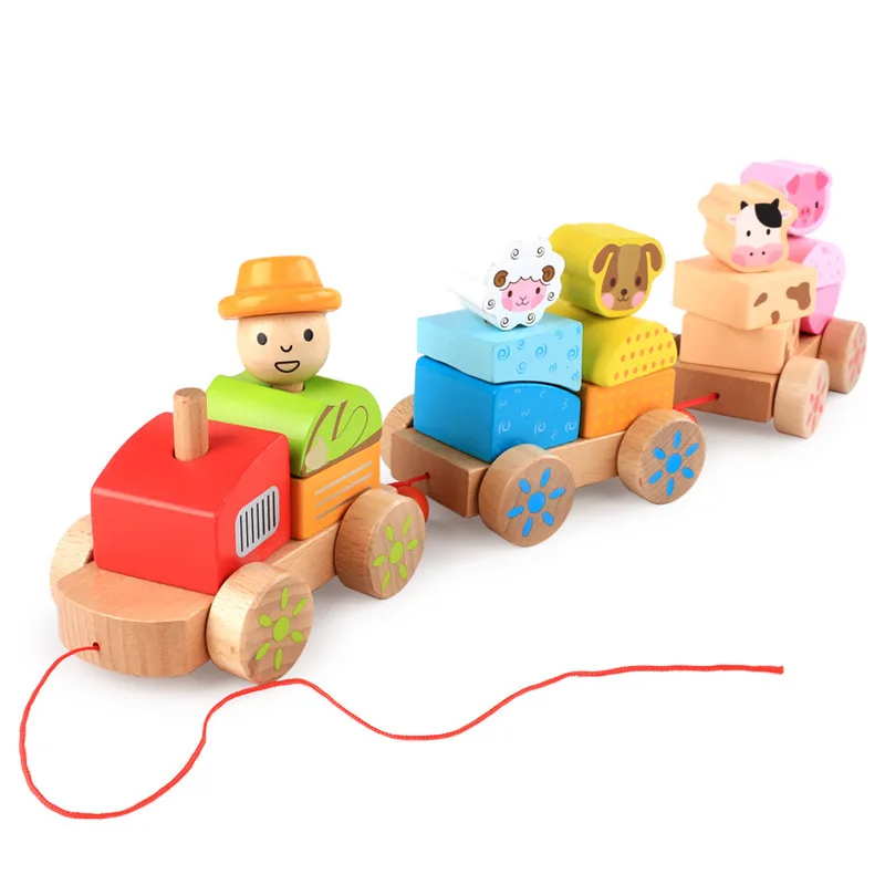 rocking farm animals pull train