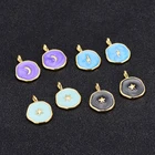 Charms Cute Imitation Enamel Jewelry Round Charms For Neckalce Braclelet Making 14K Gold Moon Star Lightning Charms