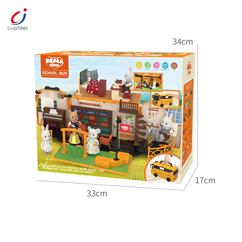 Chengji koala diary town house toys deformation school bus creative shantou play house toy gift miniature dollhouse kit