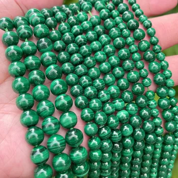 JSES Wholesale A++ Natural Malachite 5/6/8mm Loose Gemstone Crystal And Stone Beads for Jewelry Making DIY Handmade