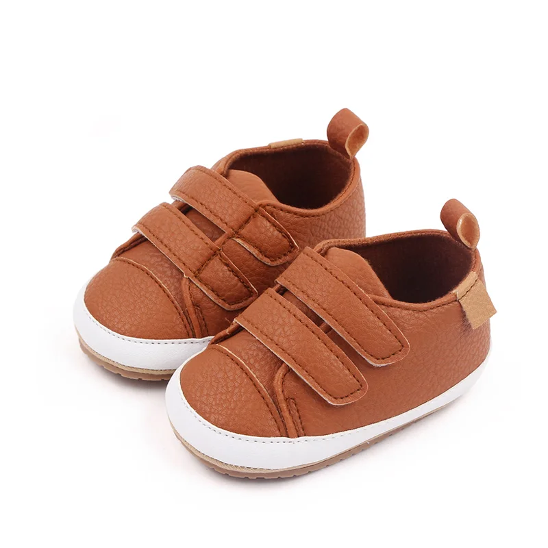 Unisex Toddler Shoes Soft Bottom with Solid Color and Leopard Print Non-Slip Design for Babies Aged 0-18 Months factory