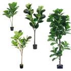 Large Natural Tropical Fake Artificial Potted Plant Plastic PEVA Leaf Faux Fiddle Leaf Ficus Tree