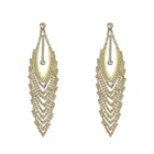Diamond Drop Earrings New Elegant Style Multi Layer End Rhinestone Diamond Tassel Bridal Drop Earrings