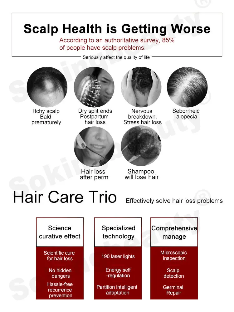 5 in 1 high frequency oxygen therapy hair regrowth scalp treatment analyzer laser hair growth machine for hair loss