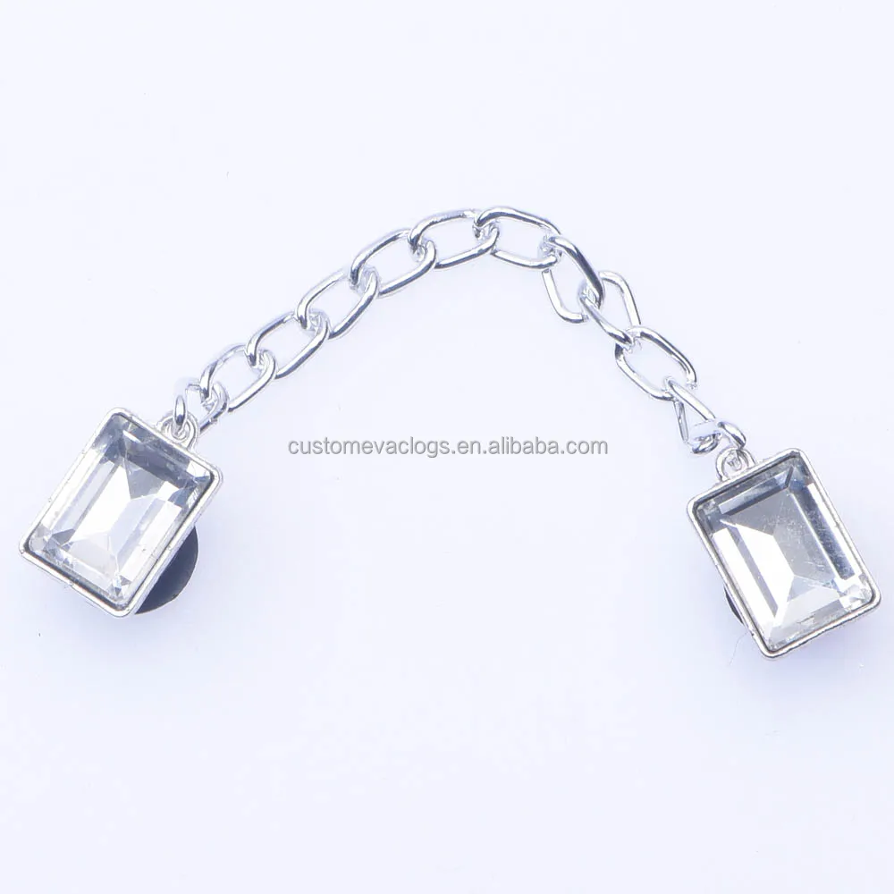 hot selling chain clog charms diamond clog charms designer chain charms for clogs