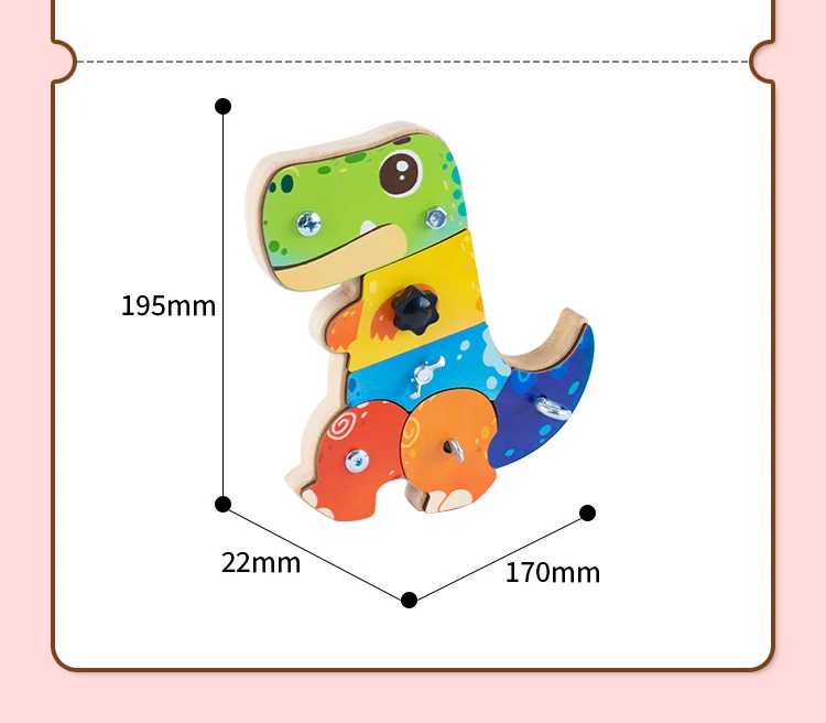 Outil de réparation d'écrou à vis, dinosaure, dessin animé pour enfants, blocs de construction, démontage, planche occupée, fabrication de jouets éducatifs pour bébés