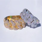 Jewelry 925 Sterling Silver Gold Plated Iced Out Cuban Rings Hip Hop Jewelry VVS Moissanite Diamond Index Finger Ring