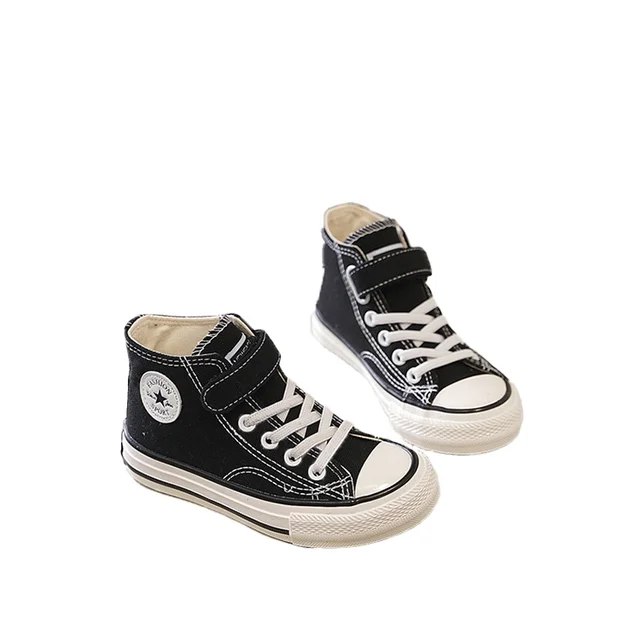 2024 Spring and Autumn New Children's High Top Canvas Shoes Girls Boys White Shoes Sneakers