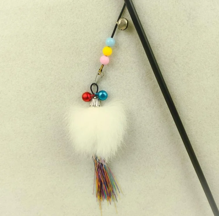 Rabbit Fur Cat Teaser Replacement Rod Wand Cats Playing Toys