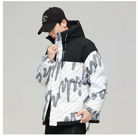 Heavy Duty Hooded Designer Puff Cotton Coat Men's Down Puff Winter Men's Hooded Zipper Down Jacket