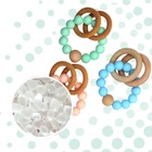 Baby Ring Baby Teether Wood Ring With Wooden Baby Toys Training Sensory Baby Aid Handmade Ring Teething