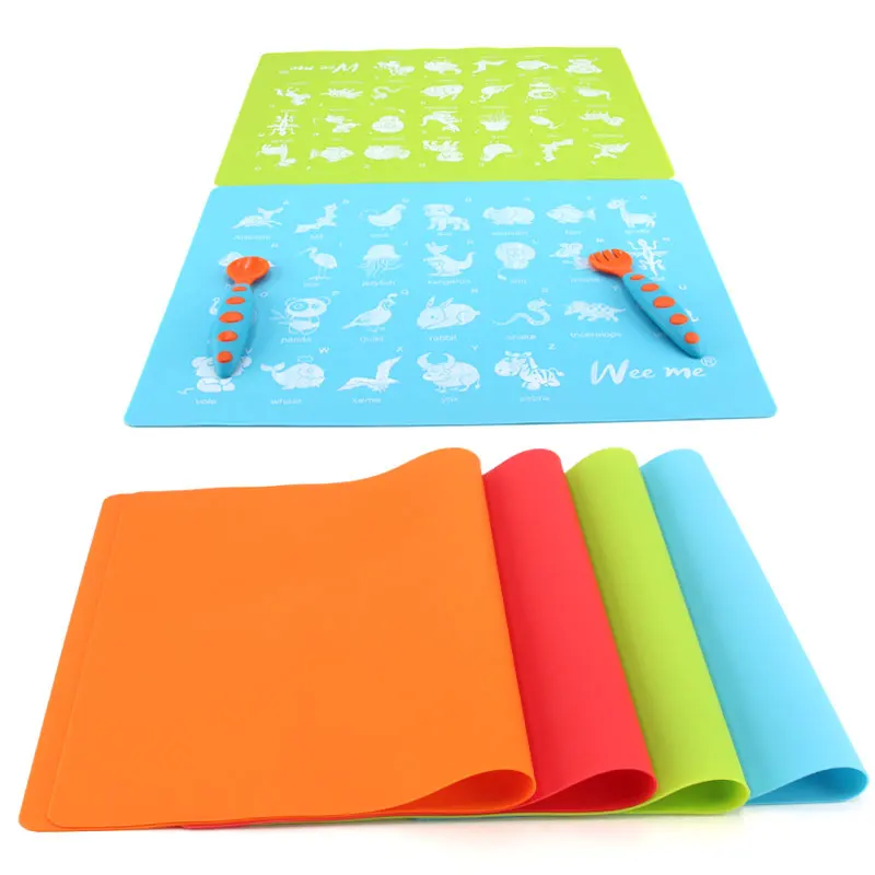 Reusable BPA Free Silicone non-slip cabinet mat Silicone Baby Toddler Placemat Table Mat for Dining