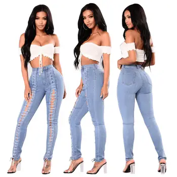 Women's Fashion Solid Color Wide Leg High Waist Zipper Pencil Pants Elastic Tight Pants Hip Lifting Casual Pants