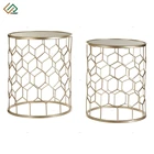 Gold Table Round Shaped Glass Gold Metal Modern Coffee Table
