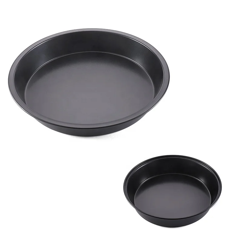 free sample high quality 6-10 inches black gold round thickened non stick carbon steel pizza pan Aluminum alloy cake molds