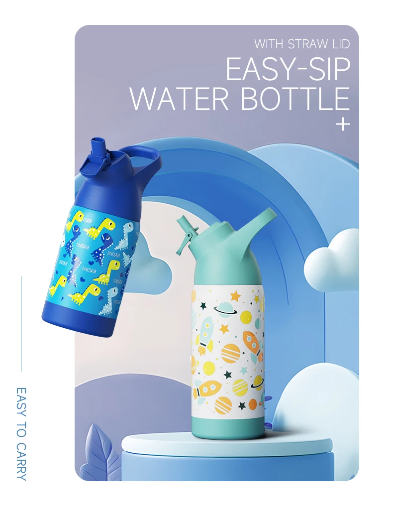 Double Walled Insulated 18/8 Stainless Steel Vacuum Flask Sport Water Bottle With Straw Easy Carry manufacture