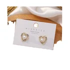 Heart Stud Earrings Elegant Ladies Alloy Rose Pearl Heart Shape Jewelry Stud Earrings