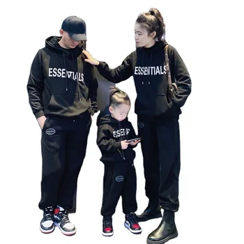 Family mother and daughter matching outfits clothes 100% cotton custom printing hoodies jogger suit