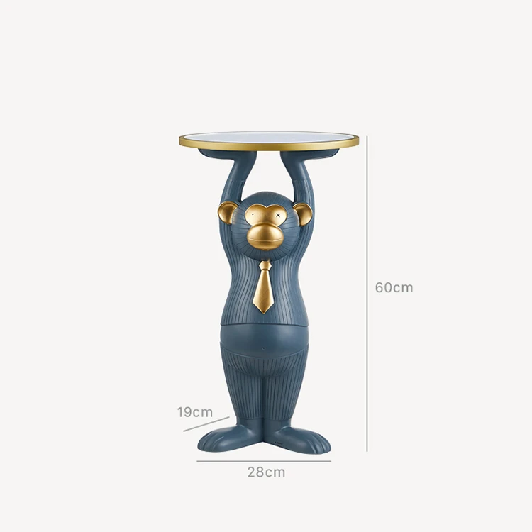 Gold animal monkey Living Room floor Standing decoration statue table tray indoor home decor aer decor