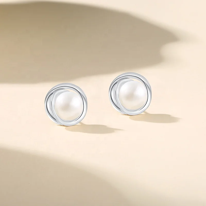 925 Silver Natural Pearl Gold Plated Stud Earrings For Elegant Women Party