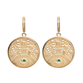 3 gram gold beautiful designed bohemian dangle medallion coin earrings women
