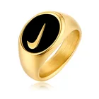 Ring Gold Rings Wholesales Hiphop Black Enamel Ring 18k Gold Stainless Steel Ring Openwork Hook Sport Ring