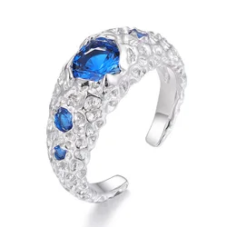 Lava Shape 925 Sterling Silver Ring Multi-color Iced Out Diamond Ring S925 5A CZ Rings for Men