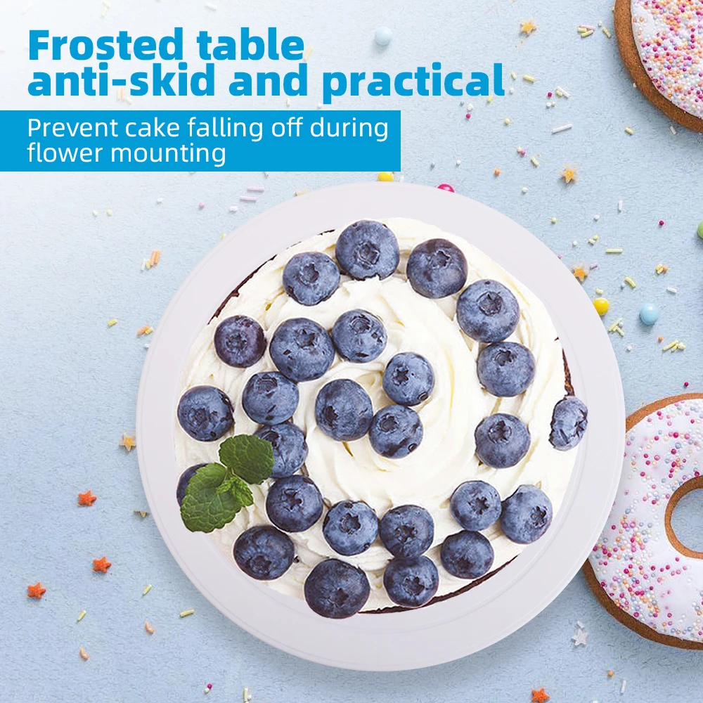 Wholesale children diy baking white plastic non-slip stand decoration cake accessories round table turntable