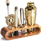 Cocktail Shaker Cocktail Shaker Set With Stand 10 Piece Gold Bar Set Cocktail Shaker Set With Stylish Bamboo Stand