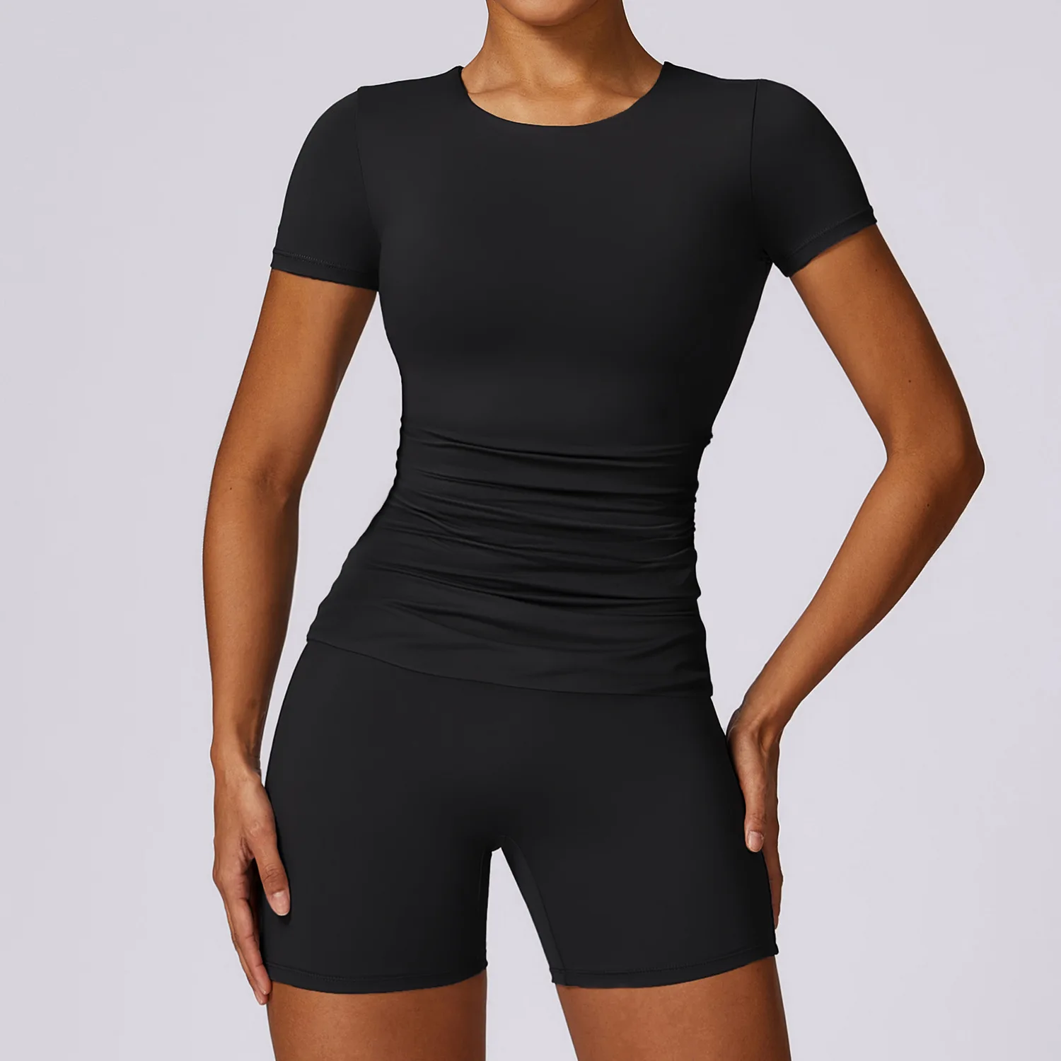 Wholesale Short Sleeve Yoga Set Active Sports Bra Leggings Fashion Seamless Gym Sportswear Women Fitness Sets & Yoga Wear