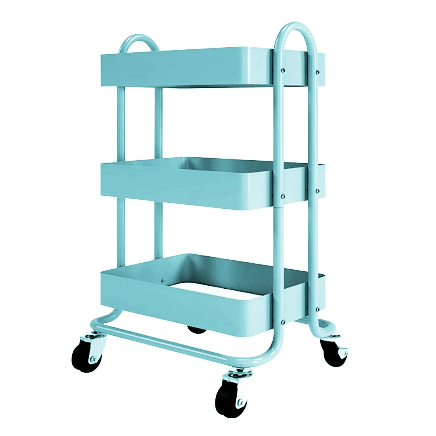 Wholesale Steel 3 Tier Mesh Wire Basket Mobile Rolling Storage Rack Bathroom Utility Shelf Kitchen Cart Trolley With Wheels