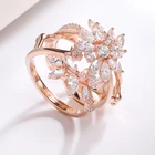Ring Luxury Rose Gold Jewelry Multi-purpose Wear 3 Finger Ring Zircon Flower Combo Multi Knuckle Ring