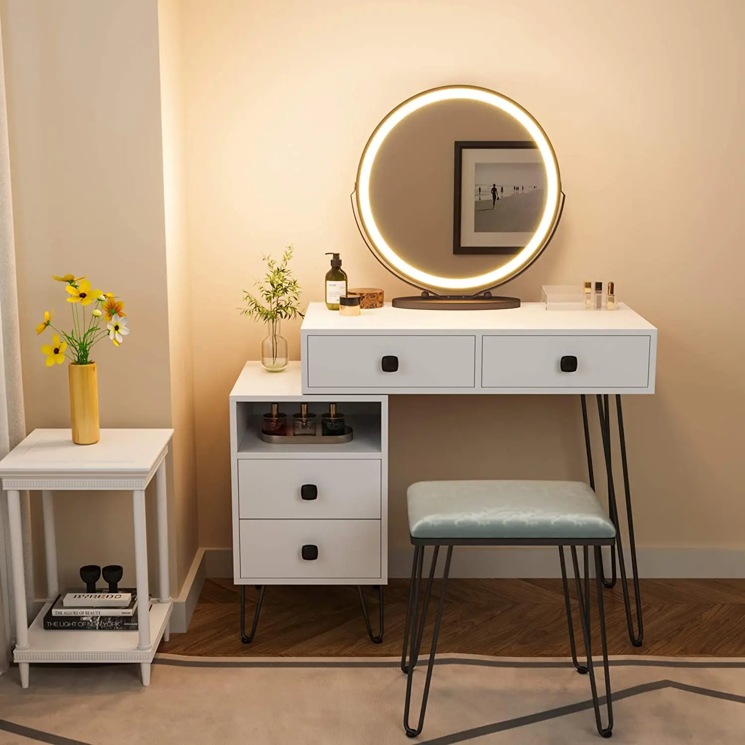 dressing table design with led