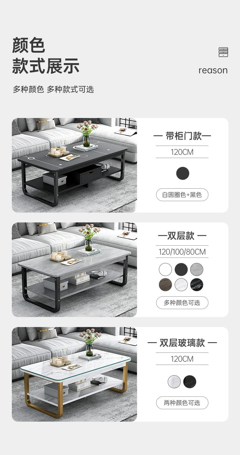 Modern Unique Design Living Room Furniture Black White Coffee Table 2-Tier Save Space