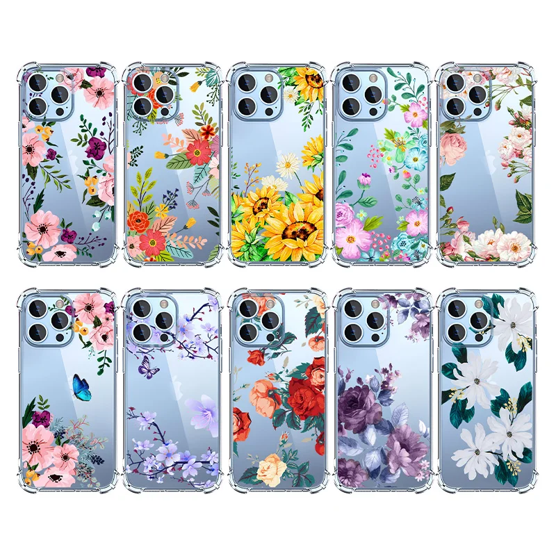 Tropical plant flower TPU Mobile Phone Case bag For iPhone 15 pro