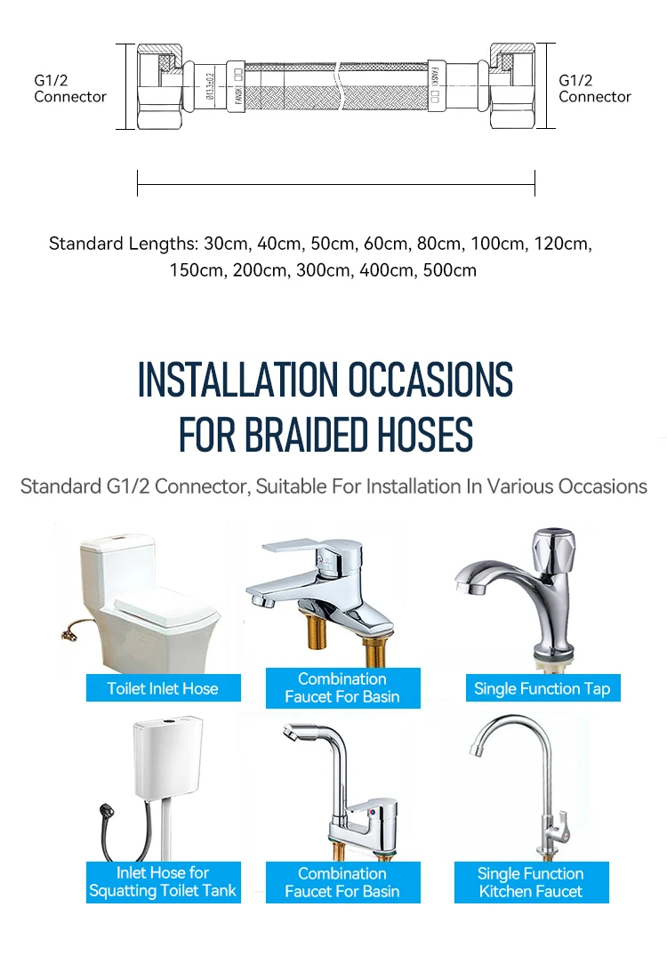 FANSKI Modern Design Style Stainless Steel Braided Flexible Kitchen Faucet Hose for Water Plumbing System manufacture