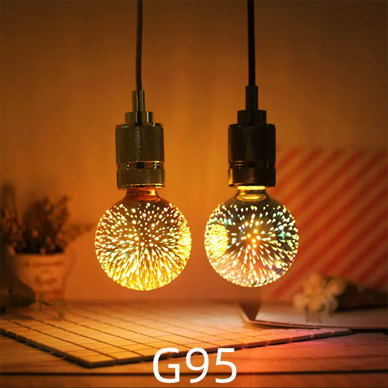 A60 ST64 colored 3D fireworks led decorative bulb 3D fireworks bulb for KTV art ball bubble festival party wedding