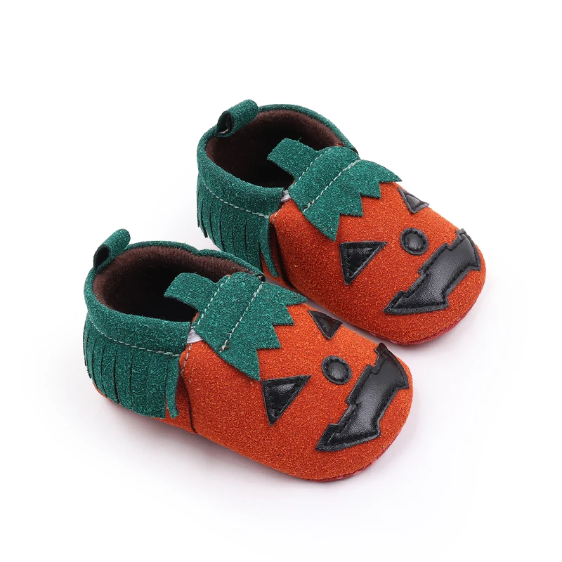 Halloween Baby Girls and Boys Pumpkin Matching Cute Frosted Soft Soled Toddler Shoes supplier