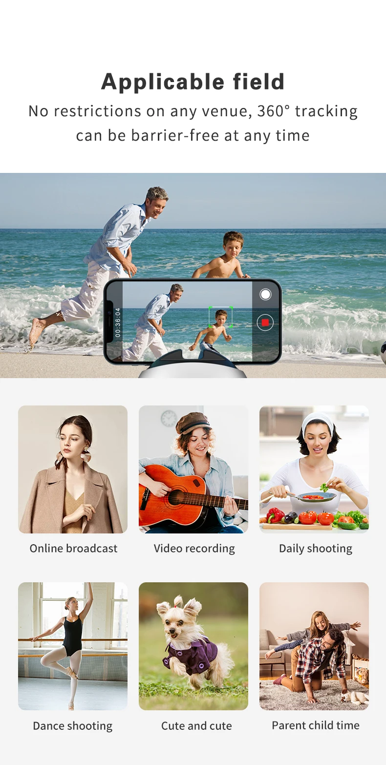 Hot Sell On Amazon! Portable Small Phone Holder 360 Object Auto Human Motion Tracking Smart Shooting for Video Recording