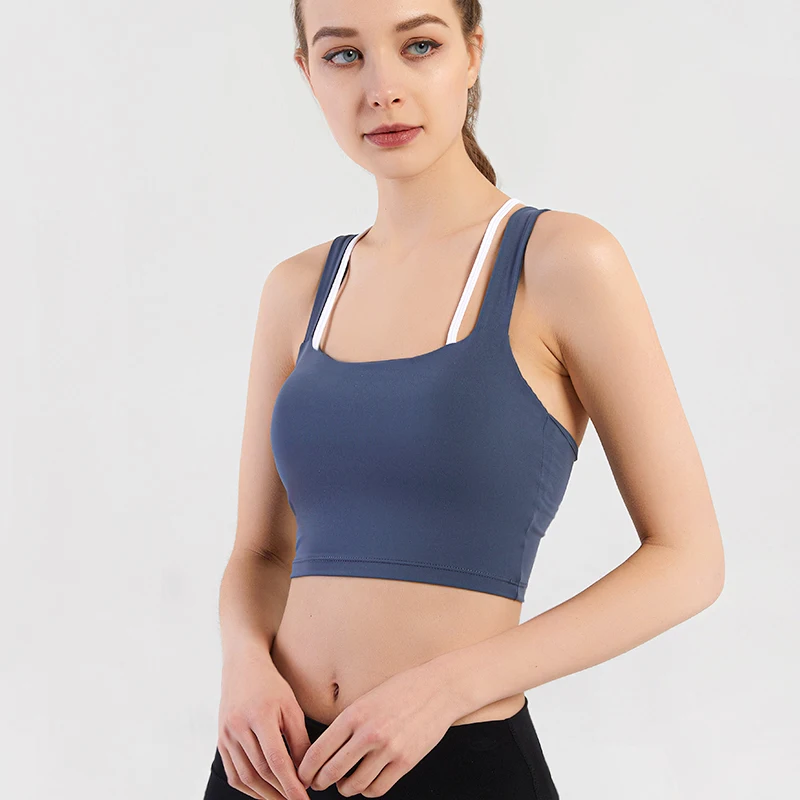 New Design Widen Shoulder Strap High Elastic Comfort Sexy Polyester Spandex Sports Bra Underwear Custom Women