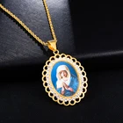 Jewelry Religious Jewelry 18k Gold Plated Chain Necklace Religious Christian 3d Photo Necklace Mary Necklac