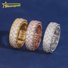 3 Rows Diamond Iced Out Ring Fashion Hip Hop Ring Gra Certified VVS Moissanite Jewelry for Men