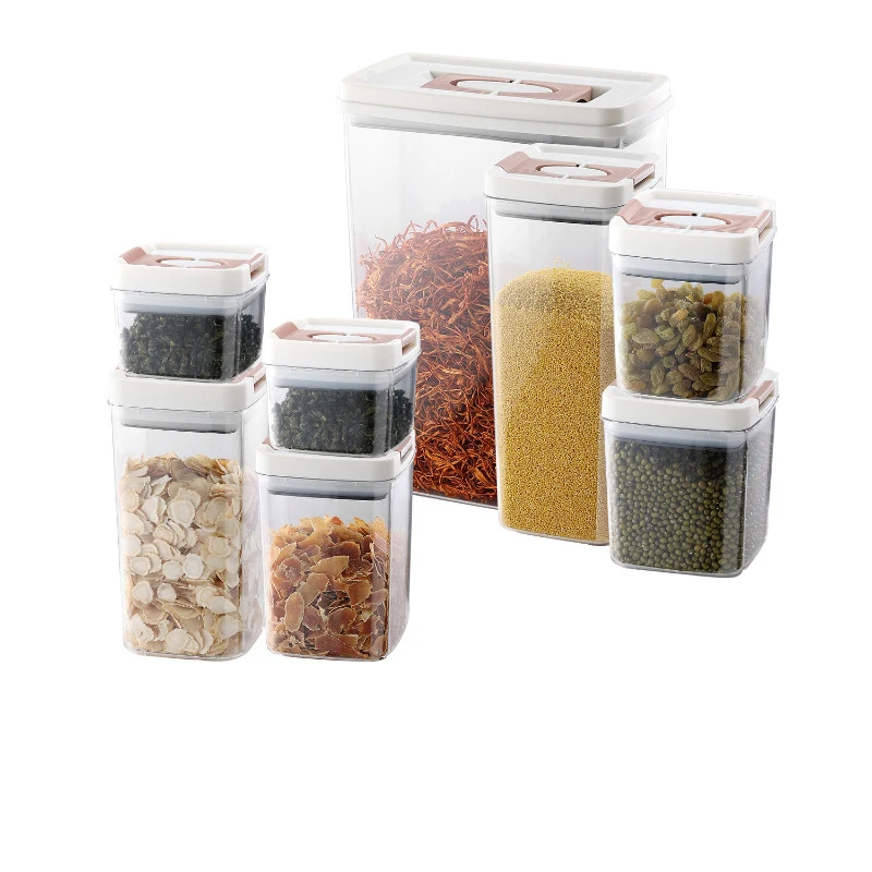 Easy open Pantry Organizer sealed Vacuum push top Plastic Airtigh bins Food Storage Boxes Containers Set With Lids